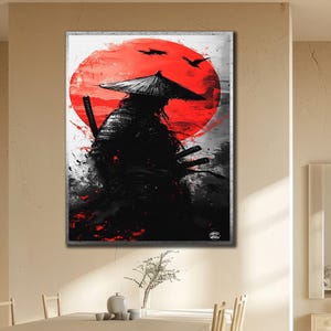 Japanese Warrior Canvas, Samurai Wall Art, Samurai Wall Decor, Samurai Poster, Samurai Katana Print Art Canvas, Office or Studio Decor