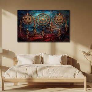 Dreamcatcher Canvas, Boho Dreamcatcher Wall Art, Ethnic Wall Decor, Print On Canvas, Office Decor, Spiritual Home Decor, Hippie Style Art