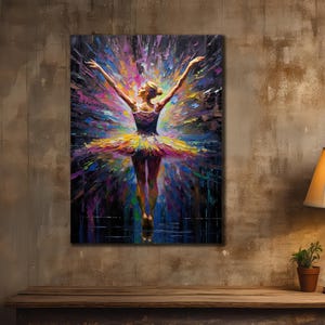 Ballerina canvas print kunst, danser muur kunst, ballerina schilderij op canvas, moderne drukkunst, cadeau voor haar, vrouw danseres muur decor