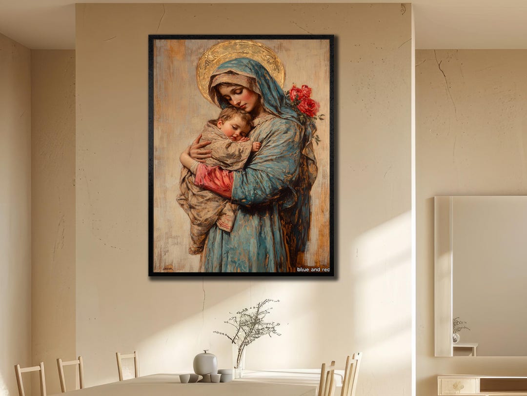 Mother and Child Canvas Art: Catholic Religious Wall Decor - Etsy