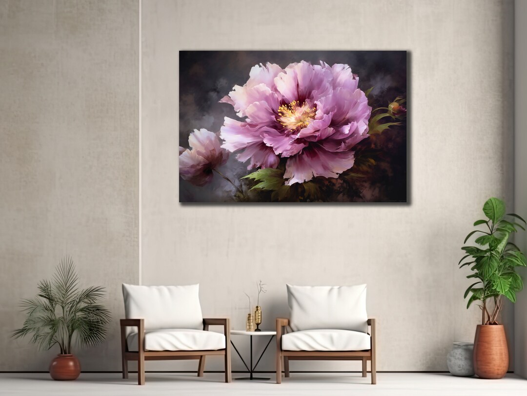 Pink Peonies Roses Canvas Art, Peony Wall Decor, Print on Canvas ...
