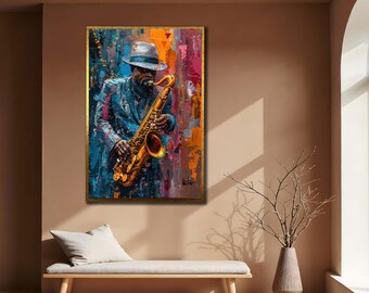 Jazz Saxophone Canvas Art: Pop Art Musical Instrument Decor