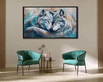 Wolf Couple Canvas Print: Wildlife Animal Wall Art, Ready to Hang