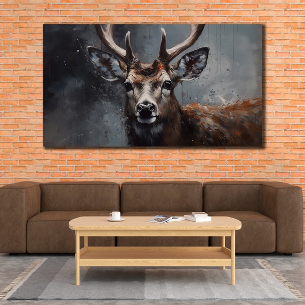 Wild Deer Canvas Art, Abstract Deer Wall Decor, Animal Wall Art Prints, Home and Office Decoration,  Bedroom Decor, Animal Painting Canvas