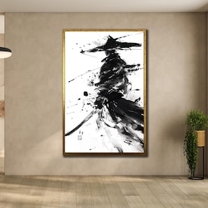Japanese Warrior Canvas, Samurai Wall Art, Samurai Wall Decor, Samurai Poster, Samurai Katana Print Art Canvas, Office or Studio Decor