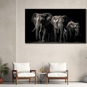 Elephants Family Canvas Painting Art, Animals African Wall Decor,  Wall Art, Modern Print Art, Herd of Elephants Poster, Wall Hanging Canvas