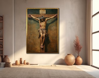 Jesus on the Cross Canvas Print: Religious Christian Wall Art