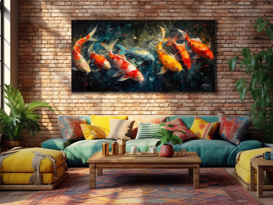 Koi Fish Canvas Art: Colorful Underwater Life Painting - Etsy