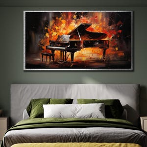 Colorful Piano Painting, Music Framed Wall Art, Piano Wall Decor, Musical Instruments Poster, Ready To Hang Decor, Musician Canvas Print Art