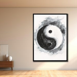Yin Yang  Canvas Art, Yin Yang Wall Decor, Zen Wall Art Canvas, Home Decor, Housewarming Gifts, Spiritual Energy Artwork,Black and White Art