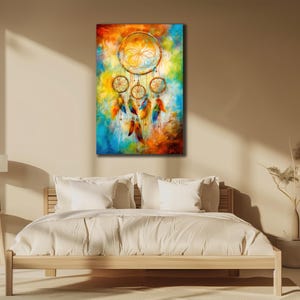 Dreamcatcher Canvas, Boho Dreamcatcher Wall Art, Ethnic Wall Decor, Print On Canvas, Office Decor, Spiritual Home Decor, Hippie Style Art