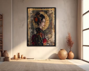 Geisha Canvas Art: Japanese Woman Portrait, Ethnic Wall Decor