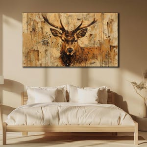 Wild Deer Leinwand Kunst, Abstrakte Hirsch Wanddekoration, Tier Wand Kunst, Haus und Büro Dekoration, Schlafzimmer Dekor, Tiermalerei Leinwand