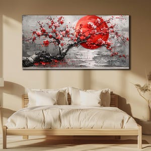 Japanese Cherry Blossom Canvas, Sakura Blossoms Wall Decor, Print on Canvas, Japanese Wall Art, Wall Hanging, Nature Art, Spring Home Decor