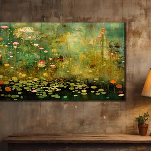 Pink Lotus Flower Painting, Acrylic Lotus Print Wall Art, Lotus Flower Canvas Print, Botanical Art Print, Floral Printing Art, Wall Decor