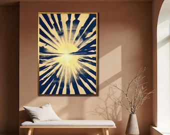 Golden Sunrise Canvas Print: Boho Yoga Wall Art