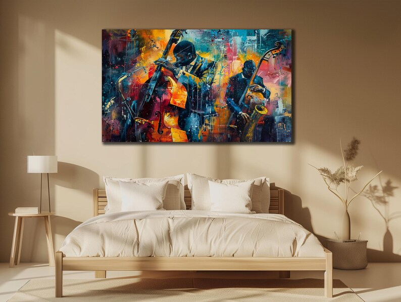 Jazz Band Canvas Art, Colorful Prints Wall Decor, Music Wall Art, Home