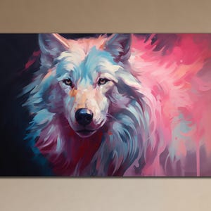 Wolf Painting on Canvas, Print Wall Decor, Colorful Wolf Wall Art, Extra Large Canvas, Home Decoration, Animals Canvas Art, Wolf Artwork