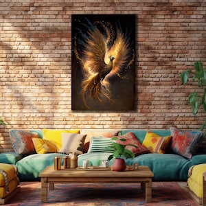 Fire Phoenix Canvas Art, Print for Bedroom Decor, Mythical Bird Wall Art,Bird Wall Decor, Home Gift, Room Wall Decor, Animal Print on Canvas