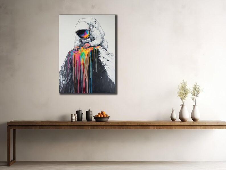 Colorful Astronaut Graffiti Art Print: Space Canvas Wall Decor - Etsy