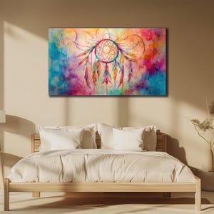 Dreamcatcher Canvas, Boho Dreamcatcher Wall Art, Ethnic Wall Decor, Print On Canvas, Office Decor, Spiritual Home Decor, Hippie Style Art