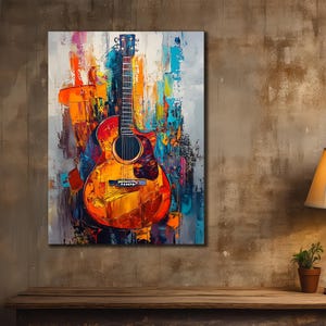 Colorful Guitar Canvas Printing, instrument Wall Decor, Music Wall Art, Jazz Canvas Art, Housewarming Gift, Musical instrument Poster