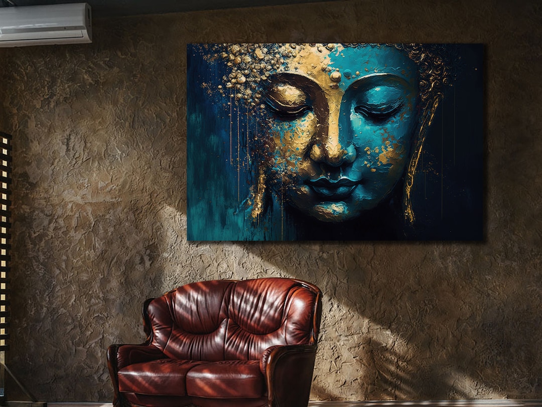 Teal and Gold Buddha Canvas Print: Asian Spiritual Wall Art - Etsy
