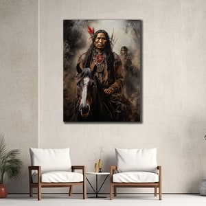 American Indian Man Poster, Ethnic Print Wall Decor, Indian Chief Canvas, Native Wall Art, Home Decor, Gift For Her, Warrior Man Artwork