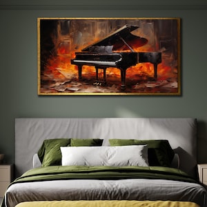 Colorful Piano Painting, Music Framed Wall Art, Piano Wall Decor, Musical Instruments Poster, Ready To Hang Decor, Musician Canvas Print Art