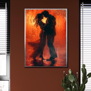 Romantic Couple Canvas, Kissing Wall Art, Hugging Couple Wall Decor, Office Decor, Print on Canvas, Lover Gift Printed,Romantic Artwork