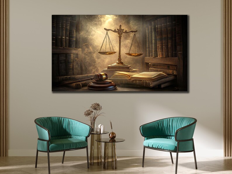 Scales of Justice Canvas Art: Lawyer Office Decor - Etsy