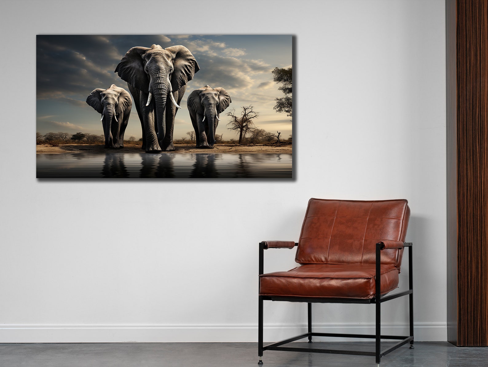 African Elephant Family Canvas Art: Modern Wildlife Wall Decor - Etsy