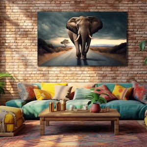Huge Elephant Canvas Art, Animal Wall Decor, Wildlife African Wall Art, Elephant Canvas Poster, Modern Print on Canvas, Home Wall Decoration