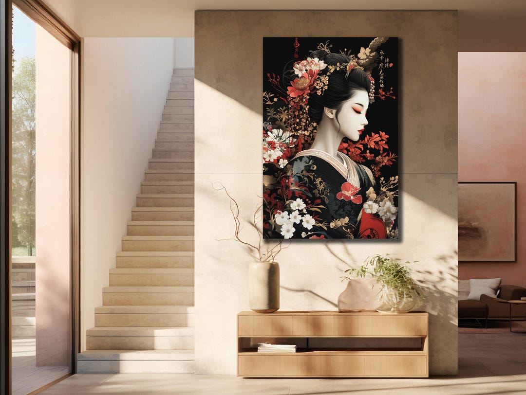 Geisha Canvas Art: Elegant Japanese Portrait Wall Decor - Etsy