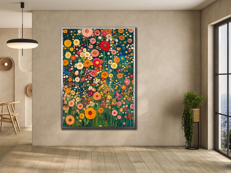 Gustav Klimt Flower Garden Print: Wildflower Canvas Wall Art - Etsy
