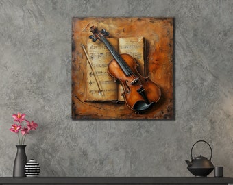 Violin Canvas Art Print: Music Room Wall Decor