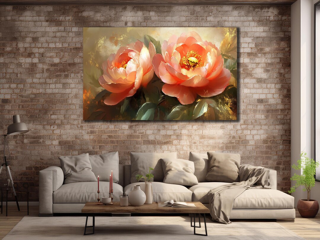 Peonies Roses Canvas Art, Peony Wall Decor, Print on Canvas, Living ...
