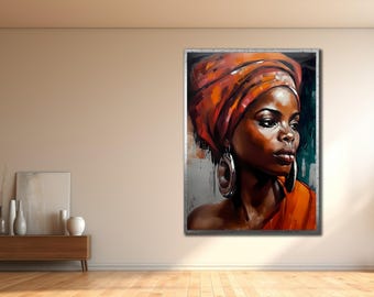 African Woman Canvas Print: Ethnic Portrait, Framed Wall Art
