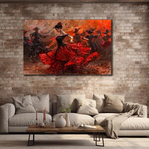 Flamenco Canvas Printing, Dancer Woman Wall Art, Dancing Wall Decor, Print On Canvas, Home and Office Decoration, Spain Style Flamenco Art