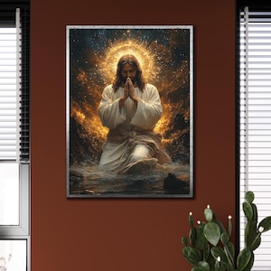 Jesus Canvas Print Art,Jesus Walking on Water Wall Art, Christian Gift Ideas, Religious Print Art, 3d Jesus Canvas Art, Spiritual Wall Decor