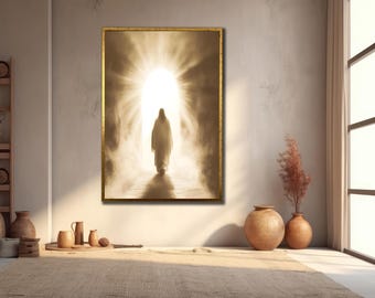 Jesus Walking Canvas Painting: Christian Spiritual Wall Art