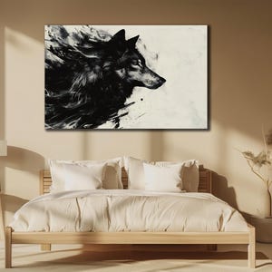 Wolf Painting on Canvas, Wolves Wall Art, Animal Wall Decor, Animals Art Poster, Ready To Hang Decoration, Wildlife Wolf Printing Artwork