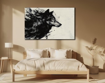 Wolf Painting on Canvas: Wildlife Animal Wall Art