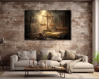 Scales of Justice Canvas Art, Lawyer Office Wall Decor, Print Wall Art, Gift For Lawyer, Lawyer Gifts, Balance of justice Painting On Canvas