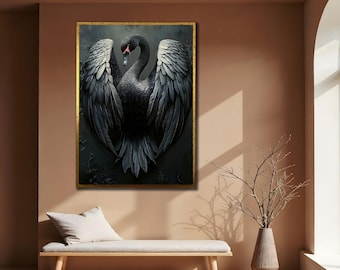 Black Swan Canvas Painting: Wall Art With Swans