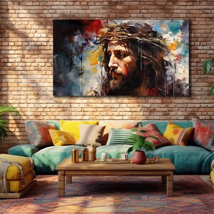 Jesus Canvas Print Art, Jesus Wall Art, House Gift İdea, Christian Art Poster, Home Decor, Religious Canvas Art, Colorful Painting Art