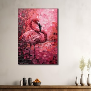 Flamingo Canvas Printing Art, Pink Birds Painting Art, Wall Hanging, House Gift İdeas, Farmhouse Wall Decor, Animal Wall Art,Flamingo Poster