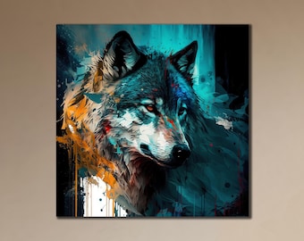 Colorful Wolf Canvas Art: Animal Wall Decor