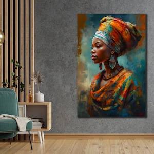 African Woman Canvas Prints, Ethnic Painting Wall Decor, House Gift İdea, Bedroom Wall Decor, Girl Wall Art, Spiritual Poster, Home Decor