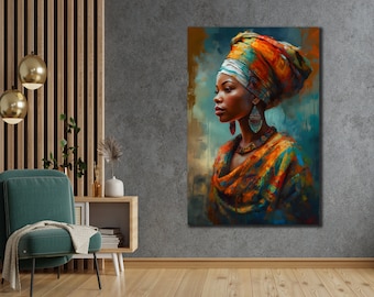 Afrikanische Frau Leinwanddrucke, Ethnische Malerei Wanddekor, Haus Geschenk İdea, Schlafzimmer Wanddekor, Mädchen Wandkunst, spirituelles Poster, Wohnkultur